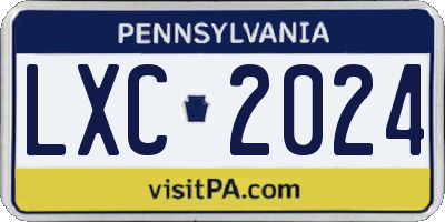 PA license plate LXC2024