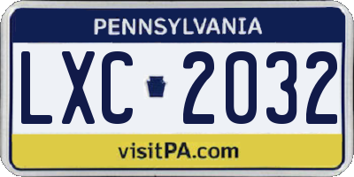 PA license plate LXC2032