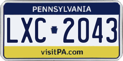 PA license plate LXC2043