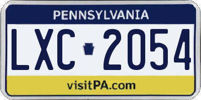 PA license plate LXC2054