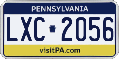 PA license plate LXC2056