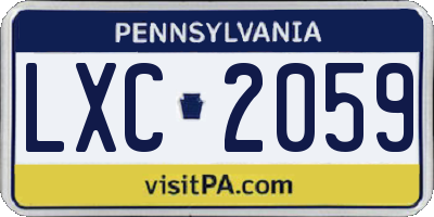 PA license plate LXC2059