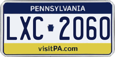 PA license plate LXC2060