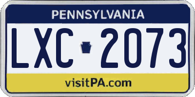 PA license plate LXC2073
