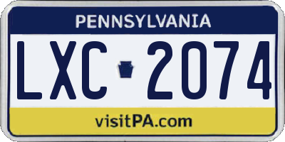 PA license plate LXC2074