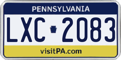 PA license plate LXC2083
