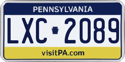 PA license plate LXC2089