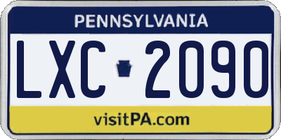 PA license plate LXC2090