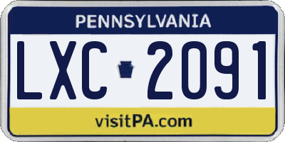 PA license plate LXC2091