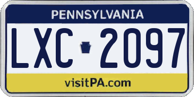 PA license plate LXC2097