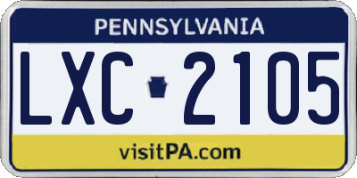 PA license plate LXC2105
