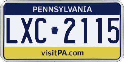 PA license plate LXC2115