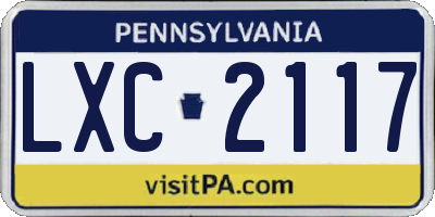 PA license plate LXC2117
