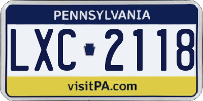 PA license plate LXC2118