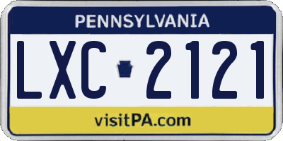 PA license plate LXC2121