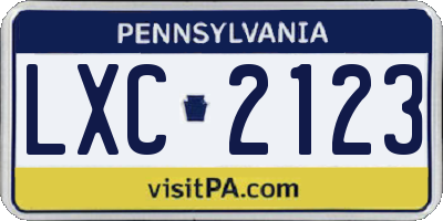 PA license plate LXC2123