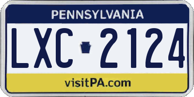 PA license plate LXC2124