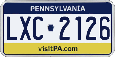PA license plate LXC2126