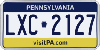 PA license plate LXC2127