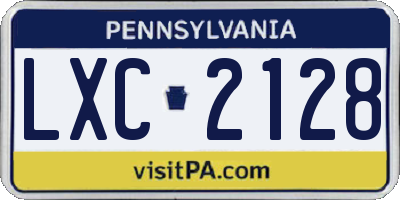PA license plate LXC2128