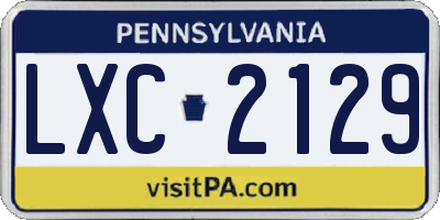PA license plate LXC2129