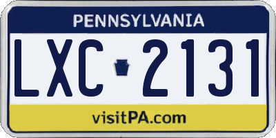 PA license plate LXC2131