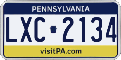 PA license plate LXC2134