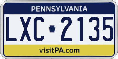 PA license plate LXC2135