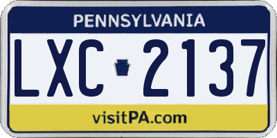 PA license plate LXC2137