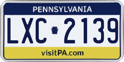 PA license plate LXC2139