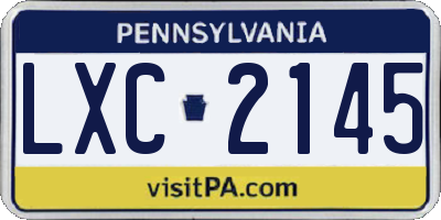 PA license plate LXC2145