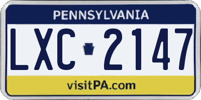 PA license plate LXC2147