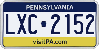 PA license plate LXC2152