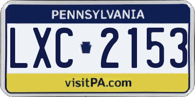 PA license plate LXC2153