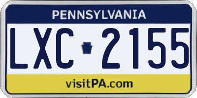 PA license plate LXC2155