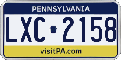 PA license plate LXC2158