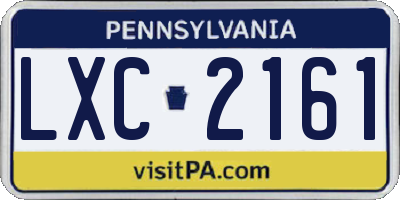 PA license plate LXC2161