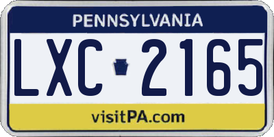 PA license plate LXC2165