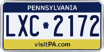PA license plate LXC2172