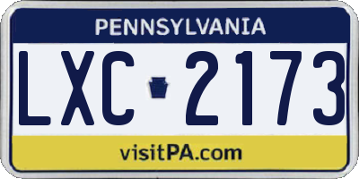 PA license plate LXC2173