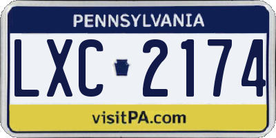 PA license plate LXC2174