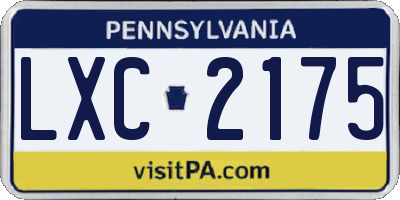PA license plate LXC2175
