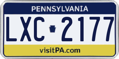PA license plate LXC2177