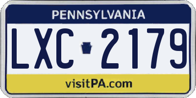PA license plate LXC2179