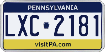 PA license plate LXC2181