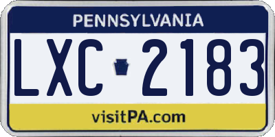 PA license plate LXC2183