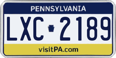 PA license plate LXC2189