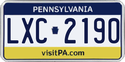 PA license plate LXC2190