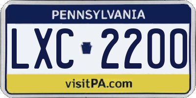 PA license plate LXC2200