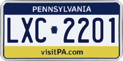 PA license plate LXC2201